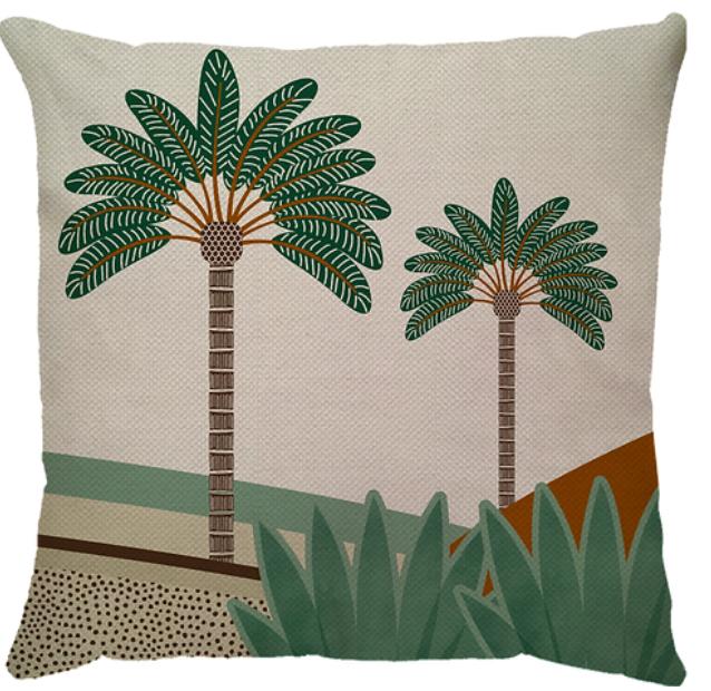Capa de Almofada Linho Bananeira Terracota/Verde