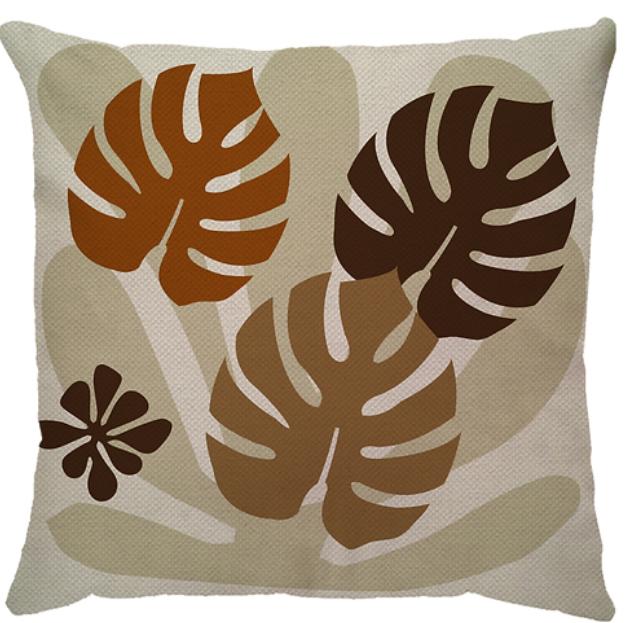 Capa de Almofada  Costela de Adão  Linho Marrom/Terracota