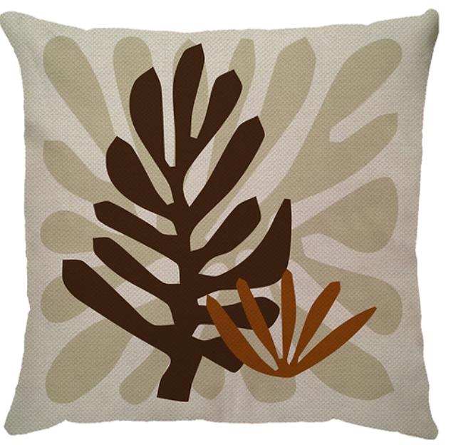 Capa de Almofada Galho Matte Linho Marrom/Terracota