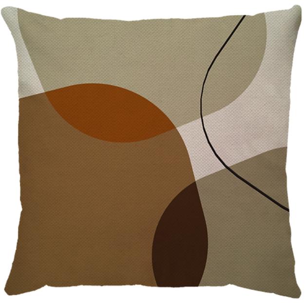 Capa de Almofada Moderna Linho Marrom/Terracota