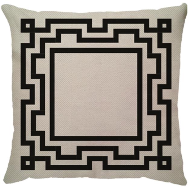 Capa de Almofada Moldura Tripla Linho Preto