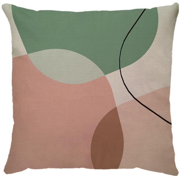 Capa de Almofada Meia Lua Linho Rosa/Verde