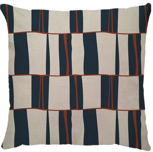 Capa de Almofada Escamas Linho Azul/Terracota