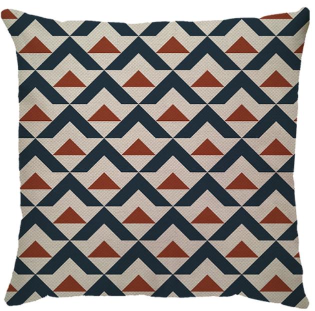 Capa de Almofada Escama Linho Azul/Terracota