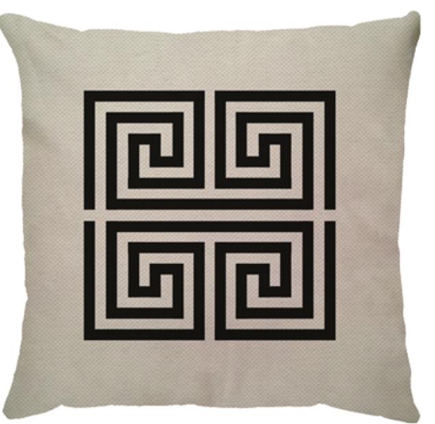 Capa de Almofada Grego Central Linho Preto