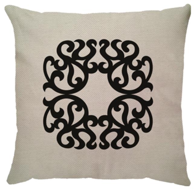 Capa de Almofada Mandala Linho Preto