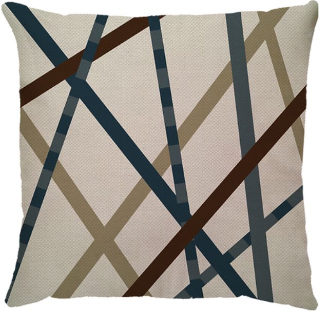 Capa de Almofada  Listras Linho Azul/Bege