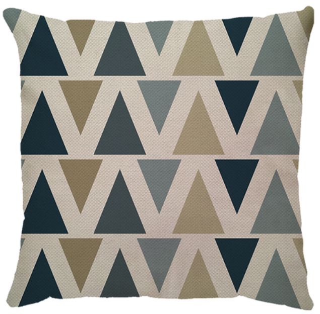 Capa de Almofada  Triângulo Linho Azul/Bege
