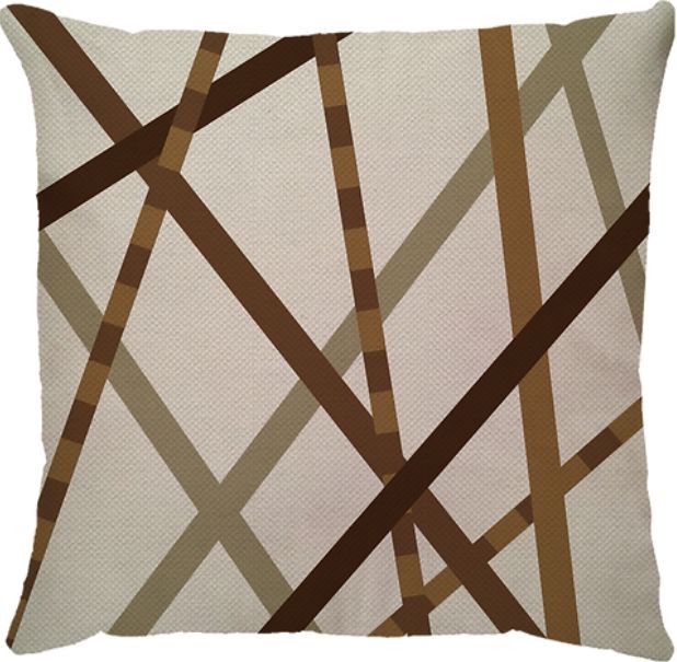 Capa de Almofada Listras Linho Café/Bege