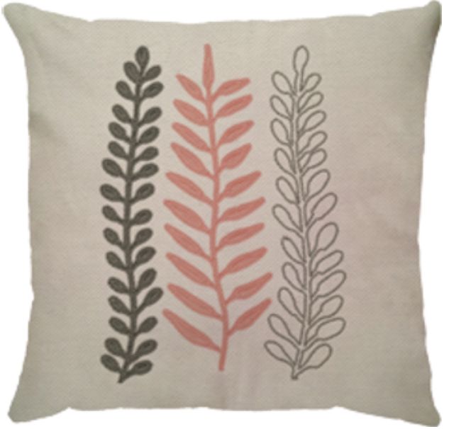Capa de Almofada Trio Galhos Linho Broderie Rosa/Cinza