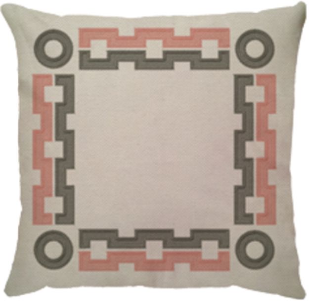 Capa de Almofada Moldura Bola  Linho Broderie Rosa/Cinza