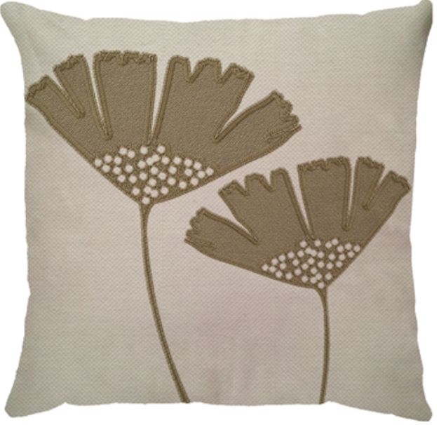 Capa de Almofada  Linho Broderie Flor Dupla Bege