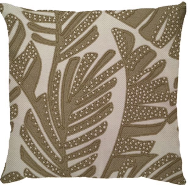 Capa de Almofada  Linho Broderie Folhagem Bege