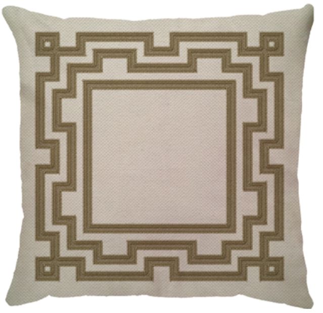 Capa de Almofada  Linho Broderie Moldura Tripla Bege