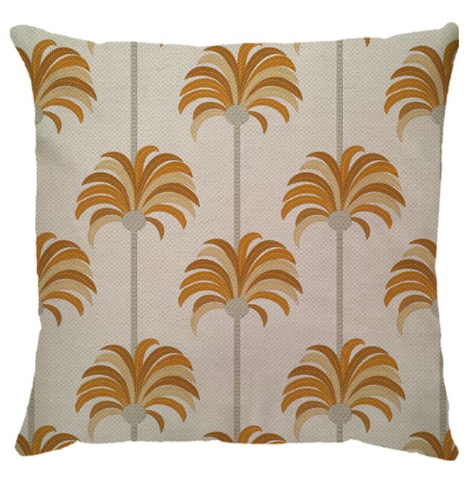 Capa de Almofada Linho Broderie Rapport Coqueiro Terracota