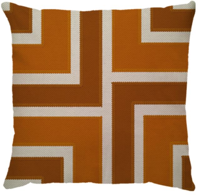 Capa de Almofada Linho Broderie  Faixas Terracota