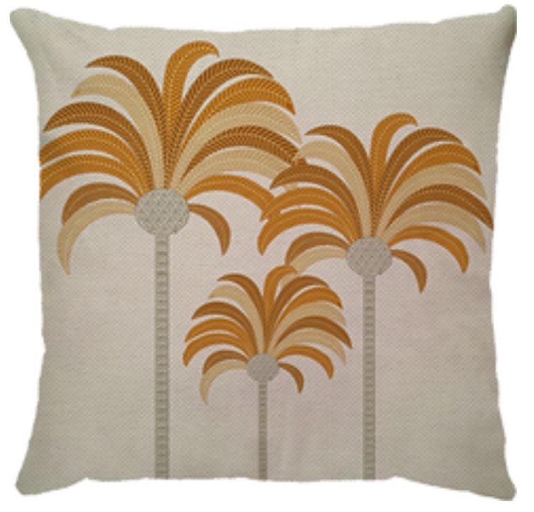 Capa de Almofada Linho Broderie Trio Coqueiro Terracota