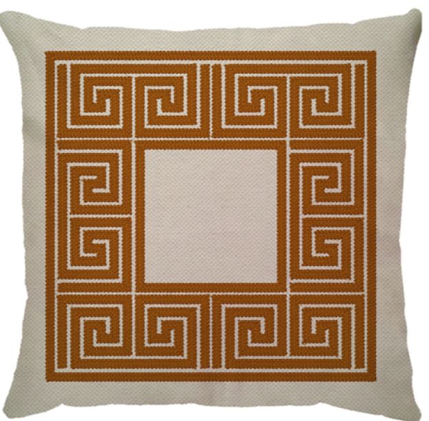 Capa de Almofada Linho Broderie Grego Terracota