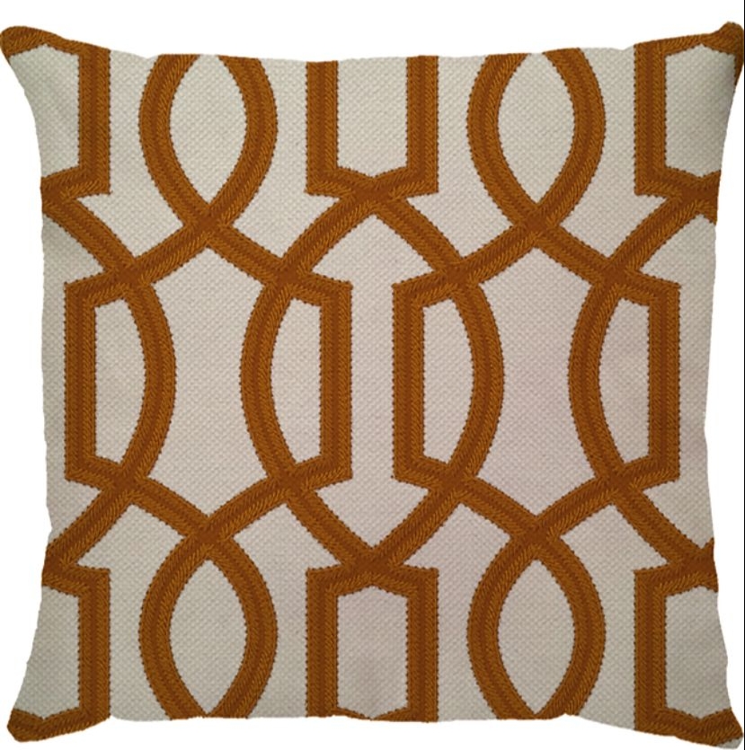 Capa de Almofada Linho Broderie Marroquino Terracota