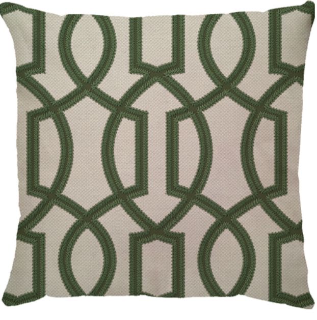 Capa de Almofada Linho Broderie Marroquino Verde