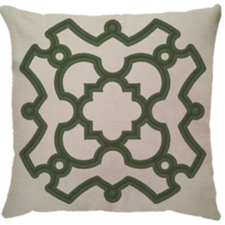 Capa de Almofada Linho Broderie Frame Verde