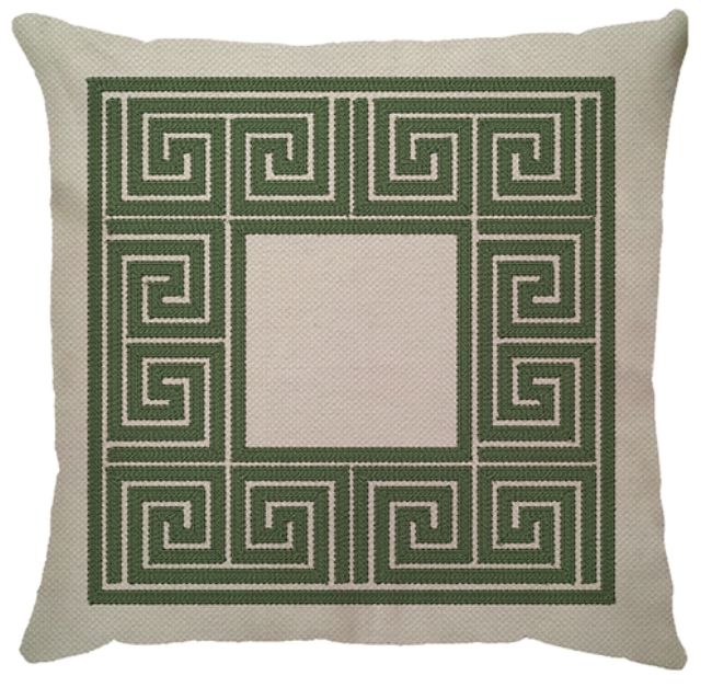 Capa de Almofada Linho Broderie Grego Verde
