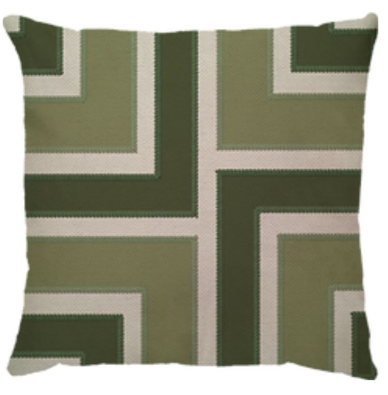 Capa de Almofada Linho Broderie Faixas Verde