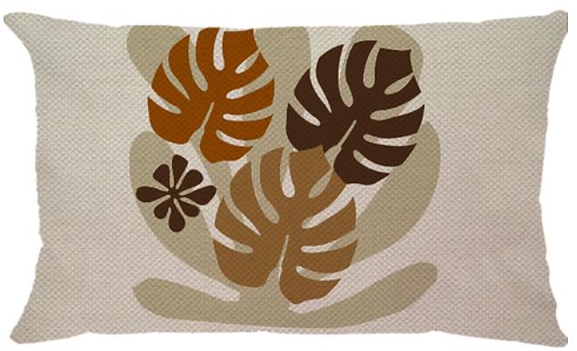Capa de Almofada Linho Estampada Trio Costela de Adão/Bege - Retangular