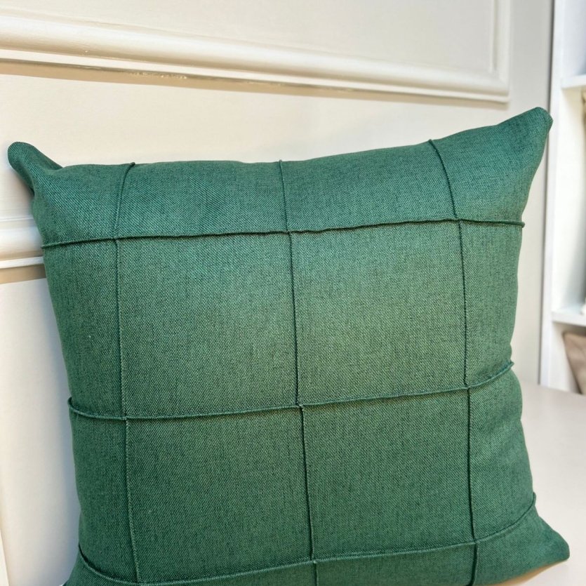 Capa Linho Drapeado Gride Verde