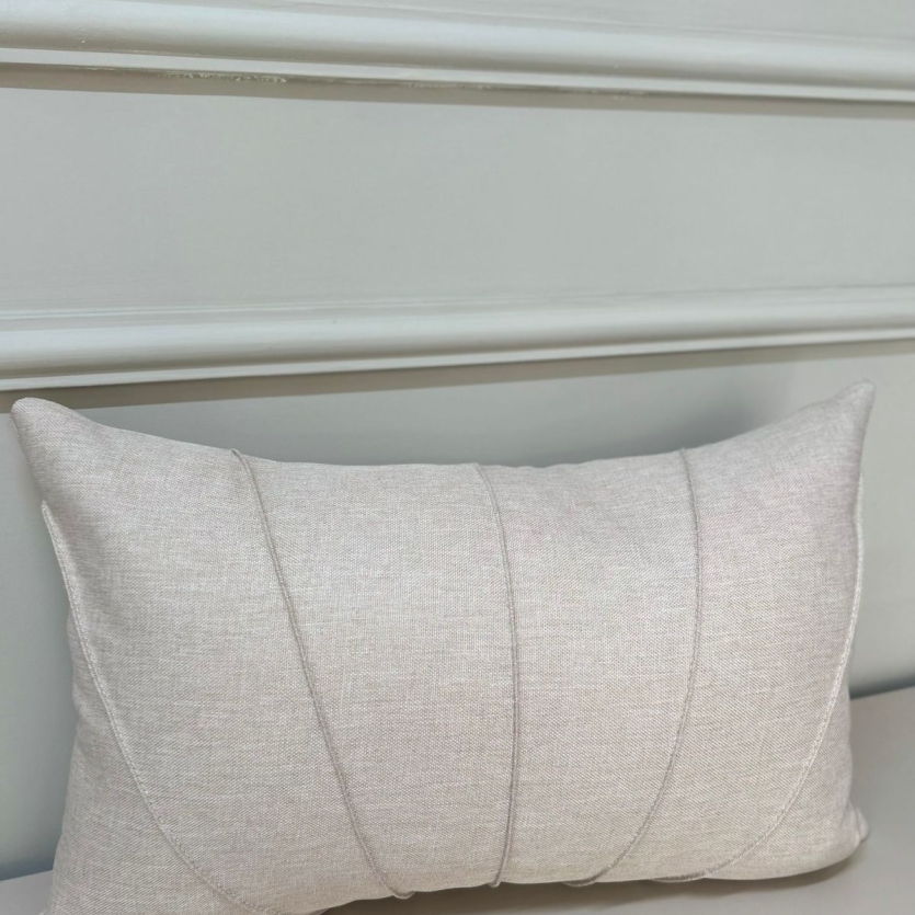 Capa Linho Retangular Drapeado Leque Cru