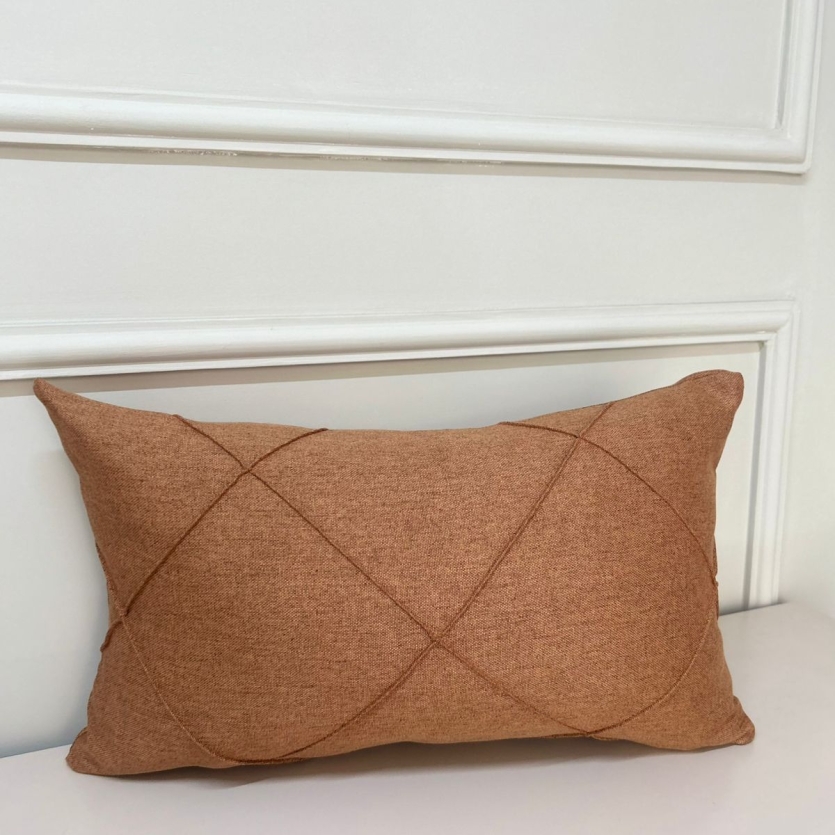 Capa Linho Retangular Drapeada losango Canela