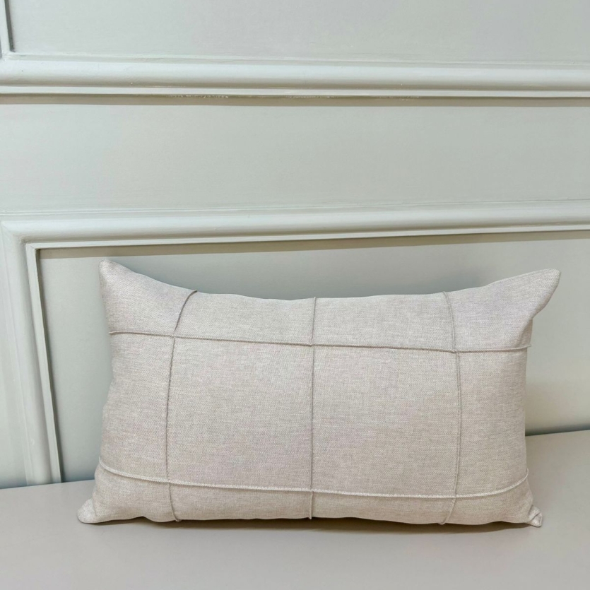 Capa Linho Retangular Gride Cru