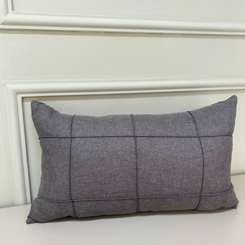 Capa Linho Drapreado Retangular Gride Grafite